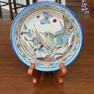 Ken Edwards Pottery Tonala El Palomar Blue Bird 6" Dessert Berry Cereal Bowl